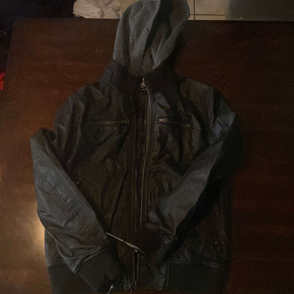 Boys black faux leather jacket